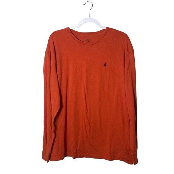 Polo Ralph Lauren Orange Long Sleeve Crewneck Tee Shirt Men's Size XL - Picture 1 of 12